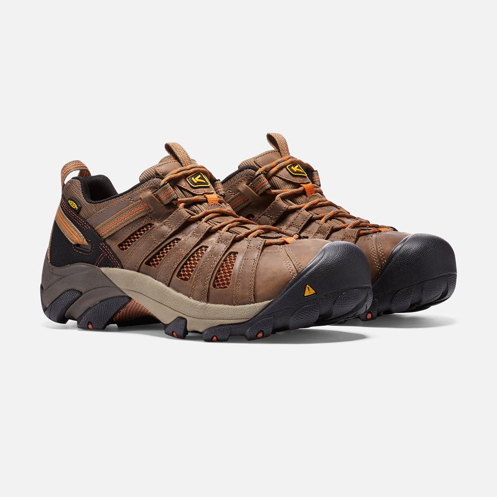 Keen Werkschoenen Heren Bruin/Zwart - Flint Laag (Steel Toe) - 95607-GBSD